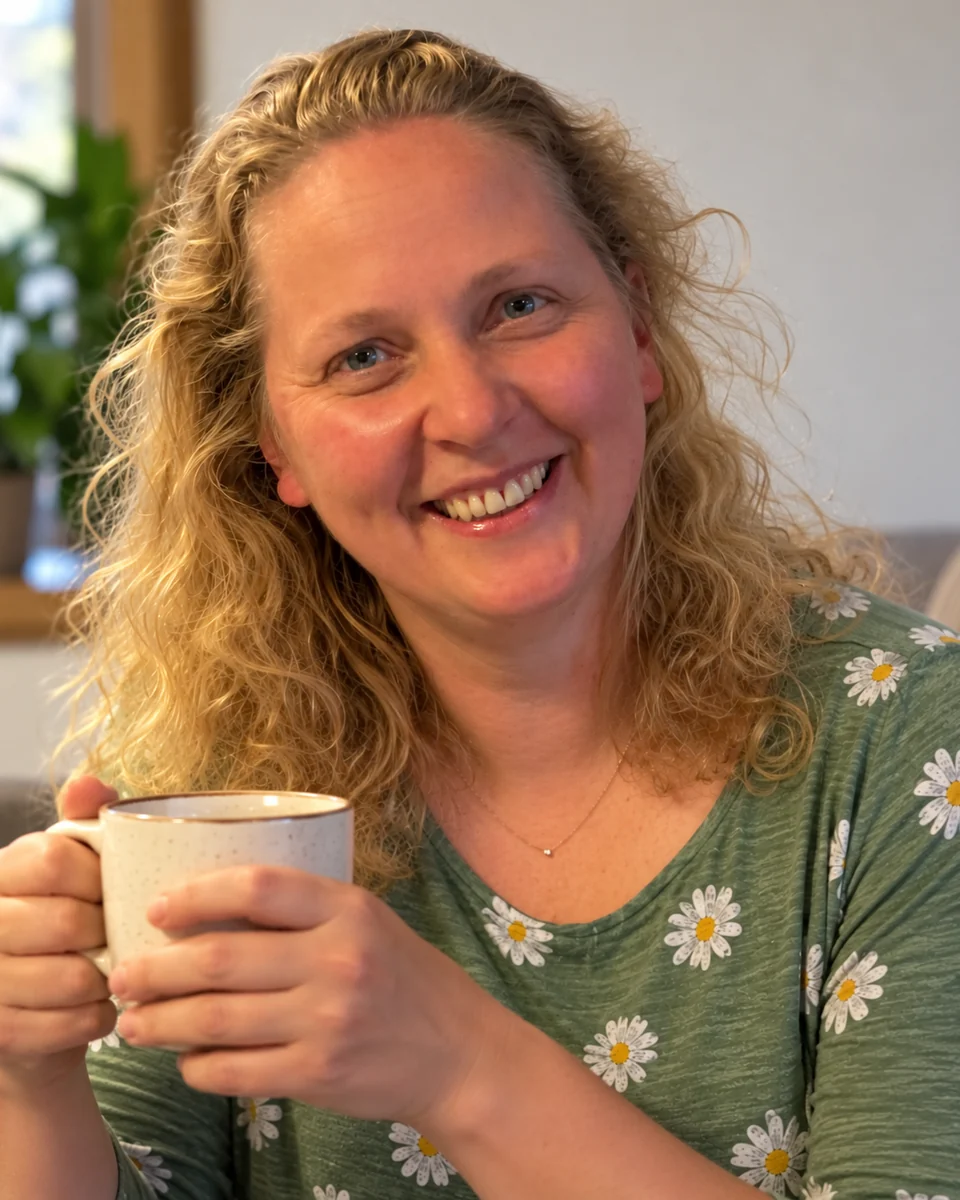 Andrea Garratt holding a cup of tea at her acupuncture clinic in Upper Rissington, the Cotswolds